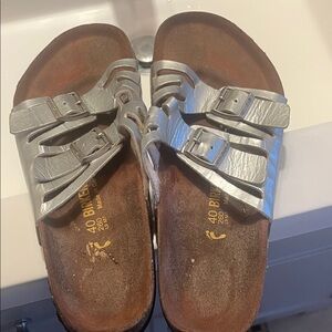 Birkenstock Kids Metallic Silver Sandals